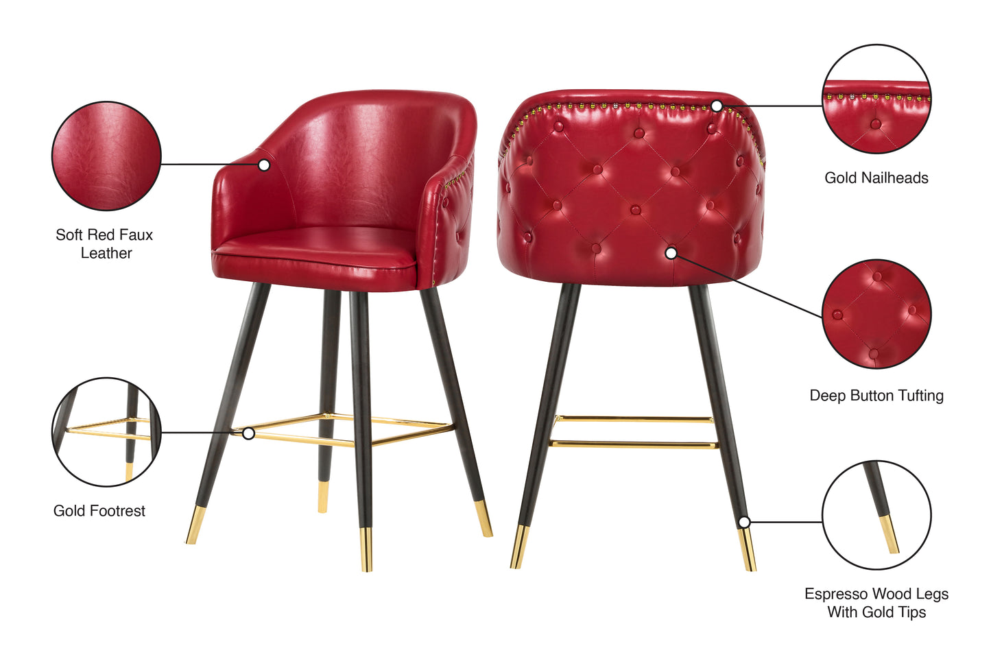 romaine red faux leather counter/bar stool c