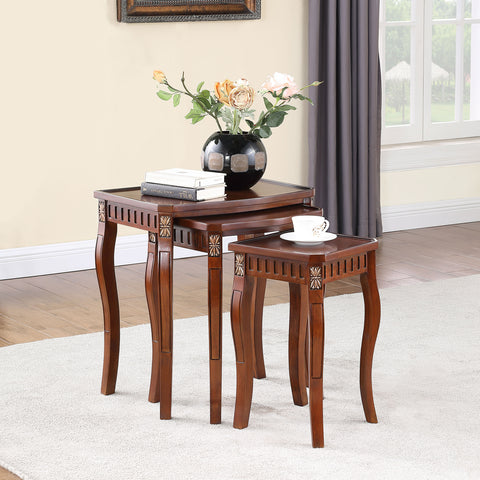 Chalet 3-piece Rectangular Wood Nesting Table Set Warm BrownWarm Brown