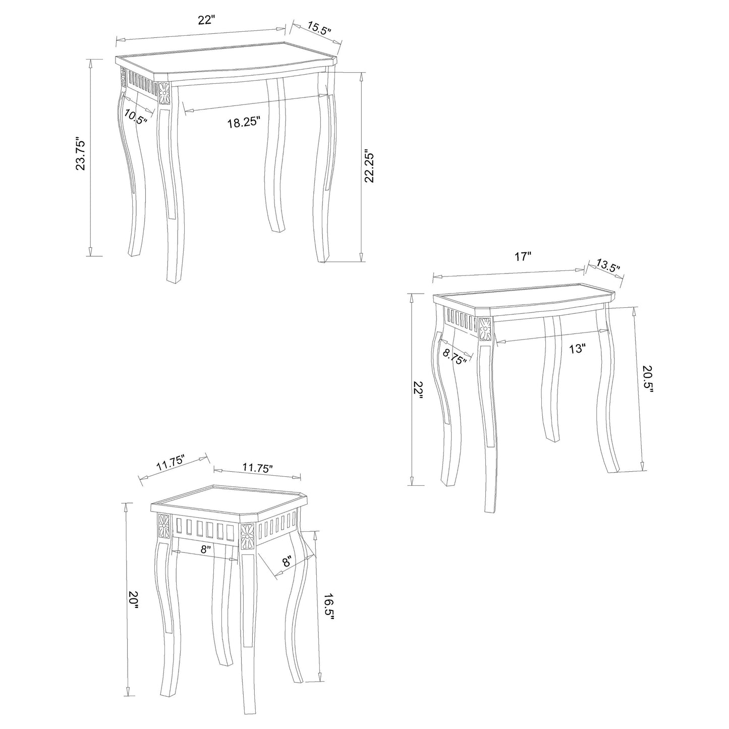 3 pc nesting table