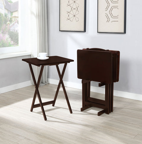 Olivia 4-piece TV Tray Table Set with Stand CappuccinoCappuccino