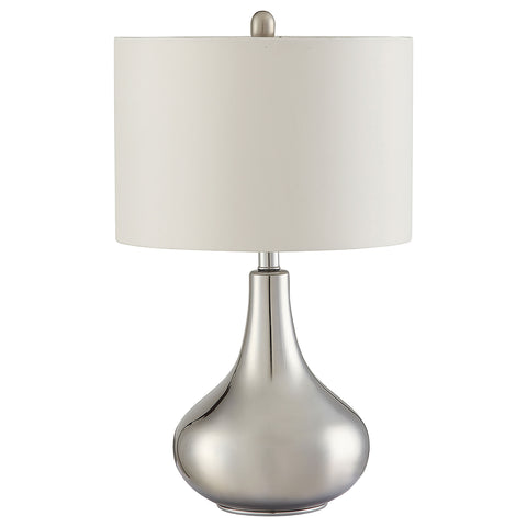 Malia 24-inch Drum Shade Urn Bedside Table Lamp ChromeChrome
