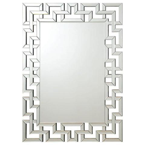 Kauffman 38 x 48 Inch Greek Motif Frameless Wall Mirror SilverMirror