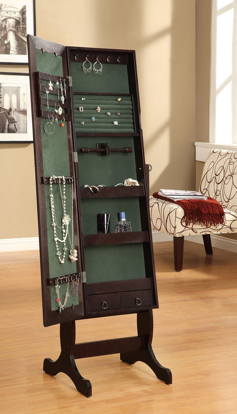 Merrin Cheval Mirror with Jewelry Storage Cappuccino