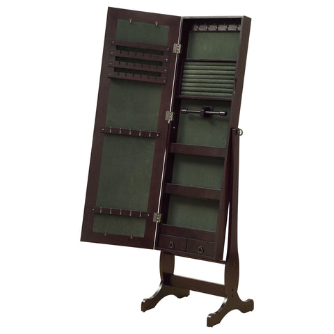 Merrin Cheval Mirror with Jewelry Storage Cappuccino