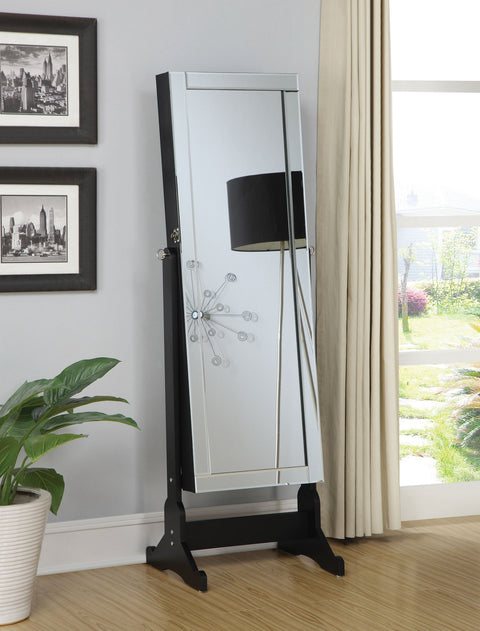 Conroe Cheval Mirror with Jewelry Storage BlackBlack