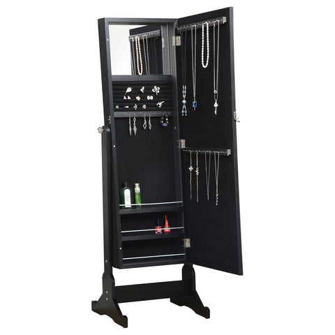 Conroe Cheval Mirror with Jewelry Storage BlackBlack