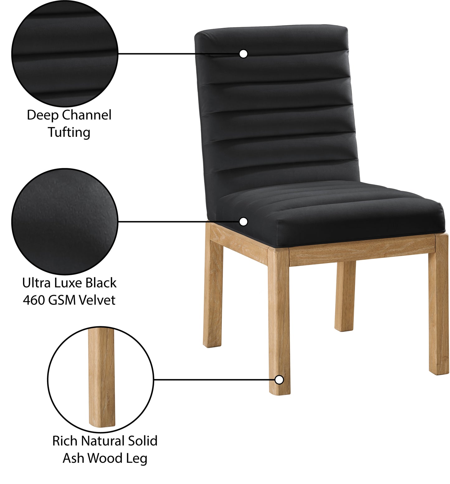 casablanca black velvet dining chair