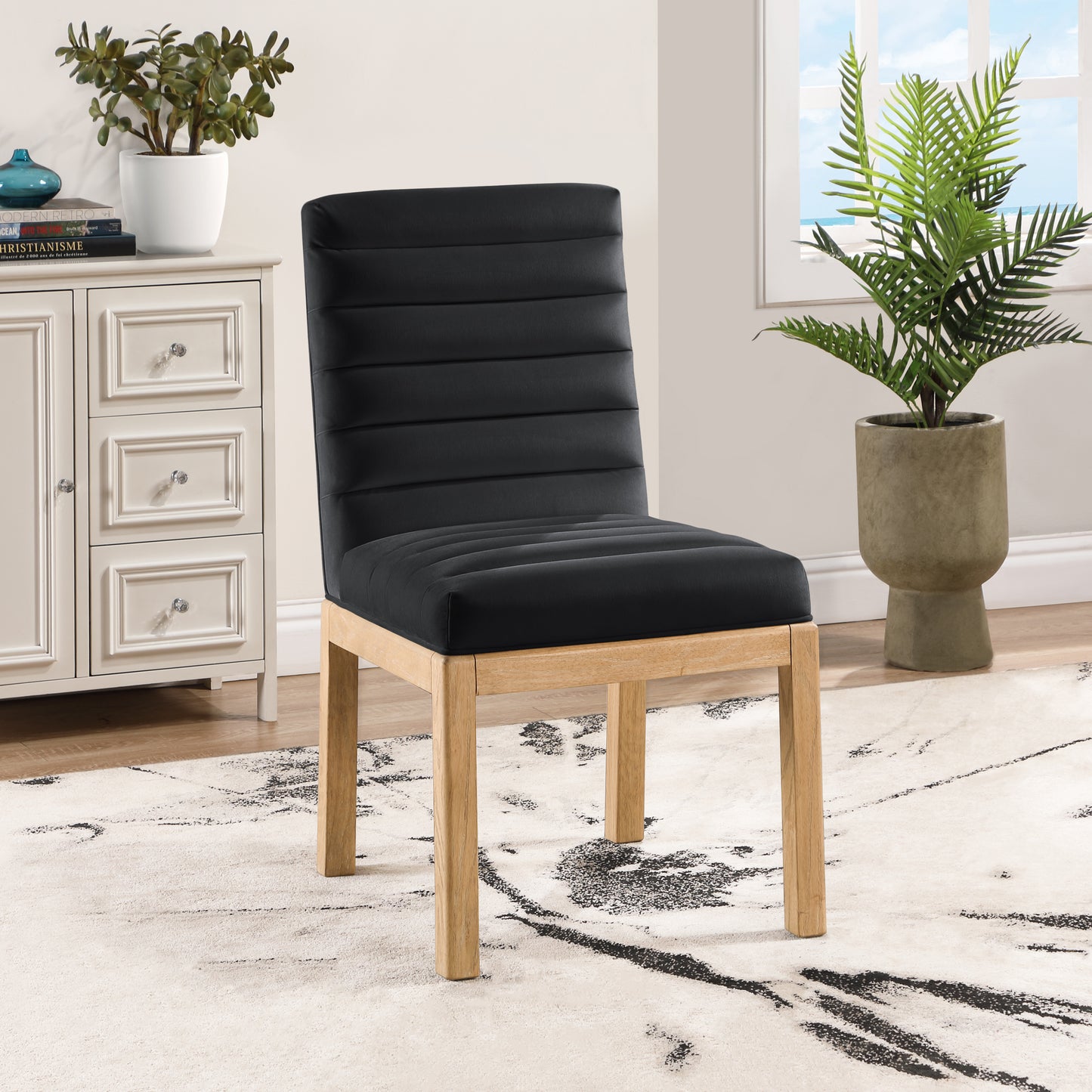 casablanca black velvet dining chair