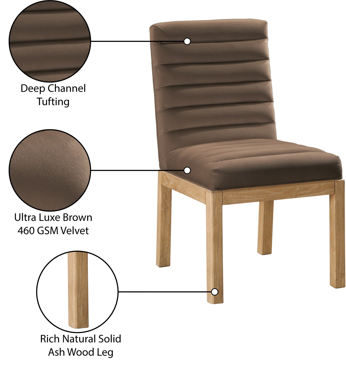 casablanca brown velvet dining chair