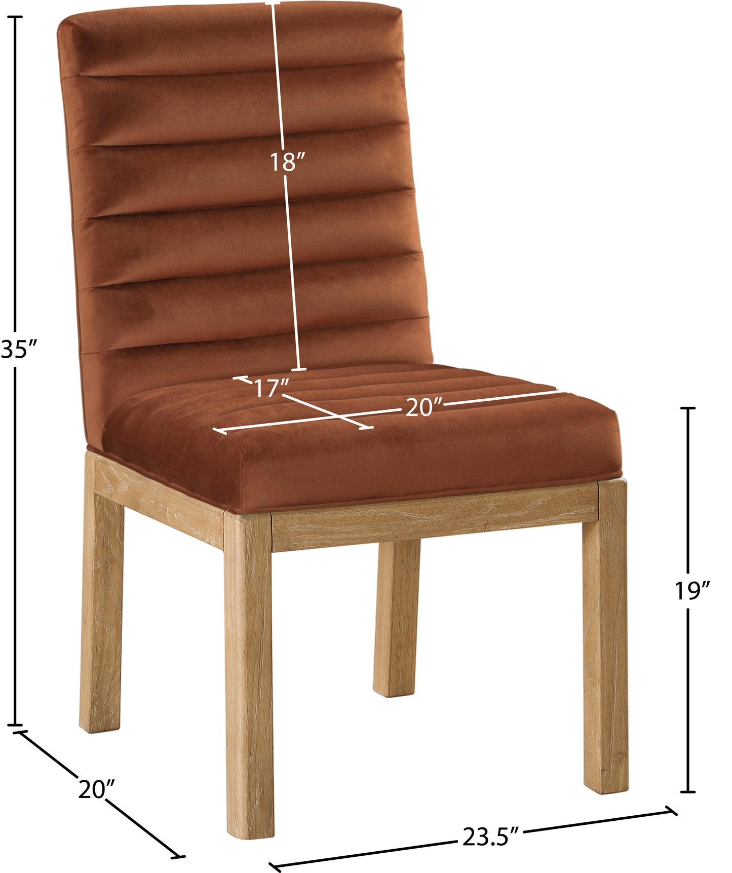 casablanca cognac velvet dining chair