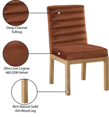 Casablanca Cognac Velvet Dining Chair