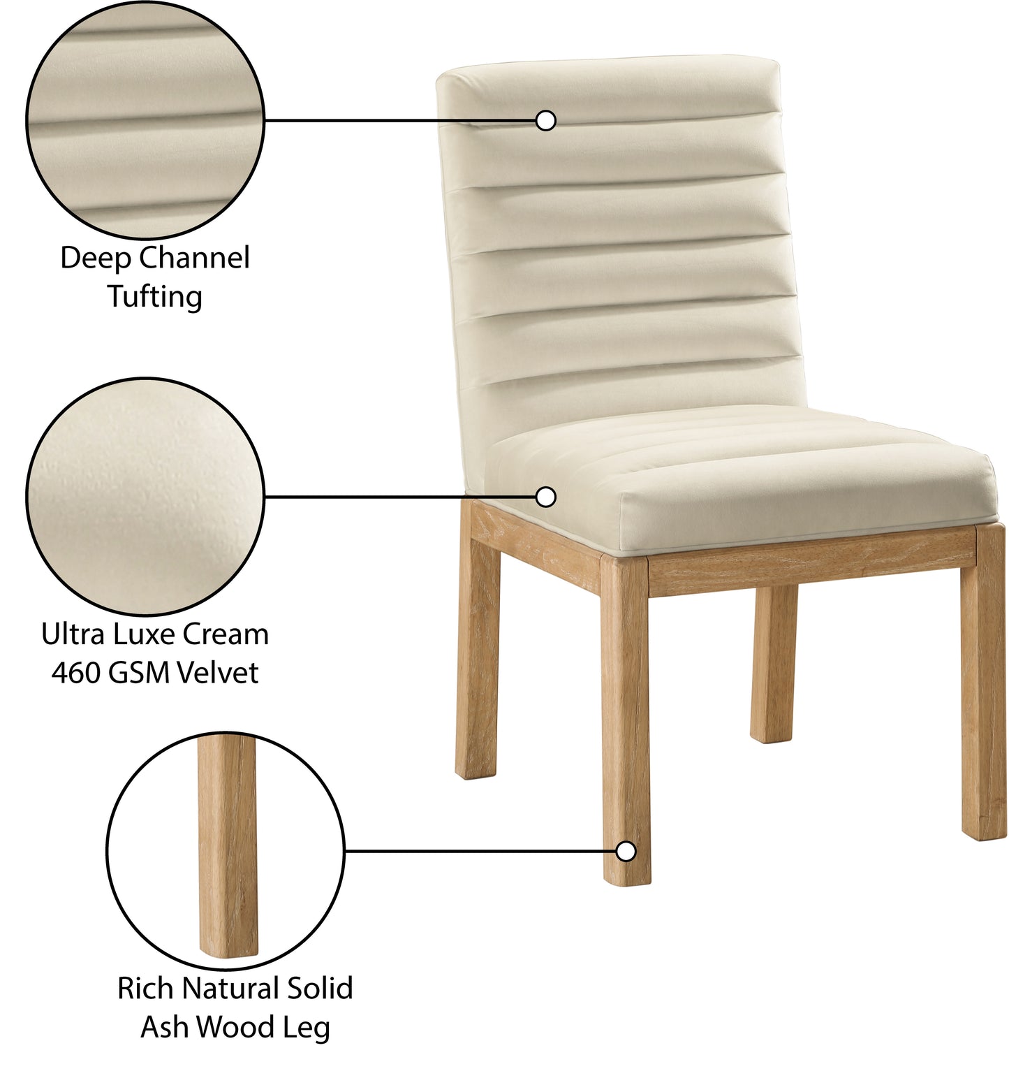 casablanca cream velvet dining chair