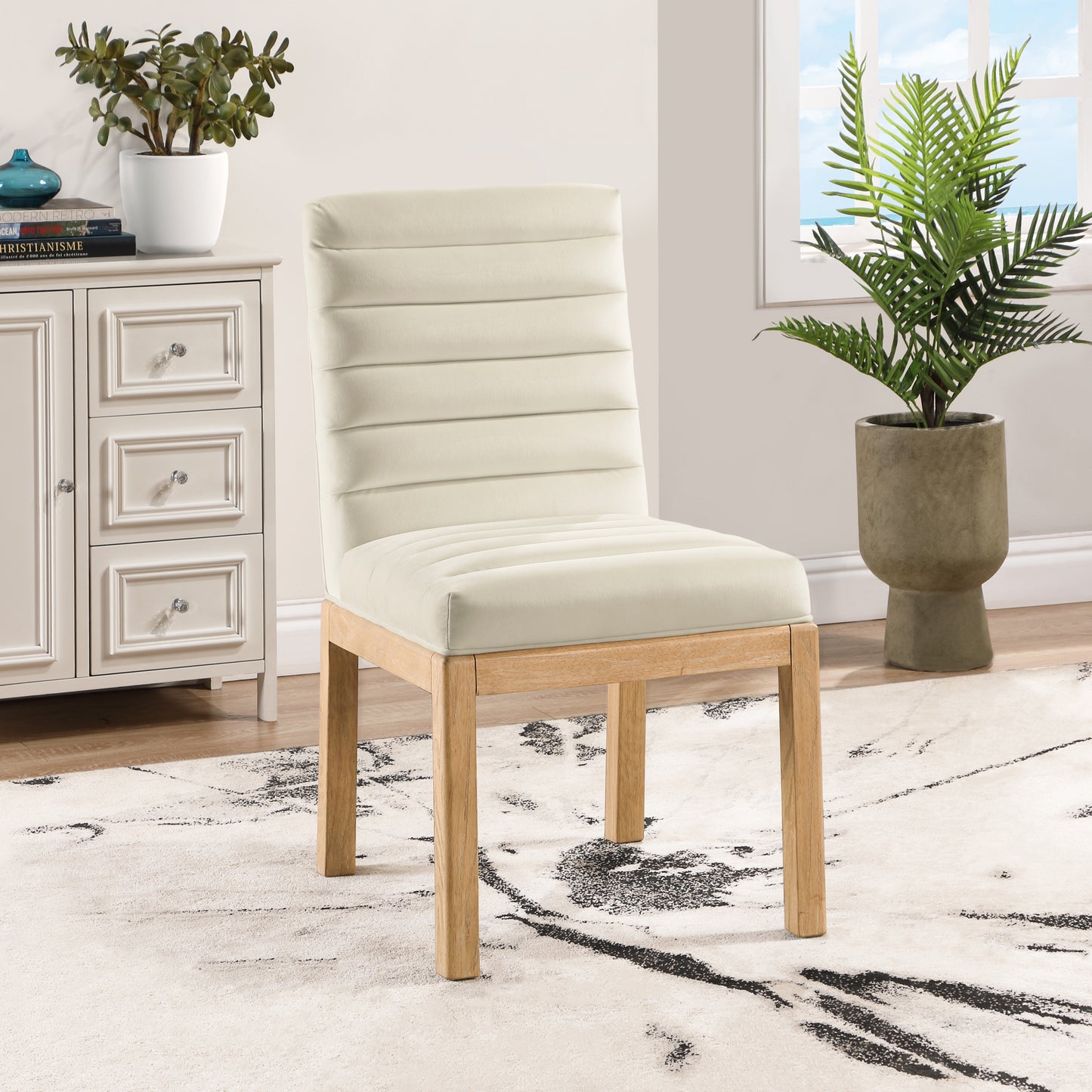 casablanca cream velvet dining chair