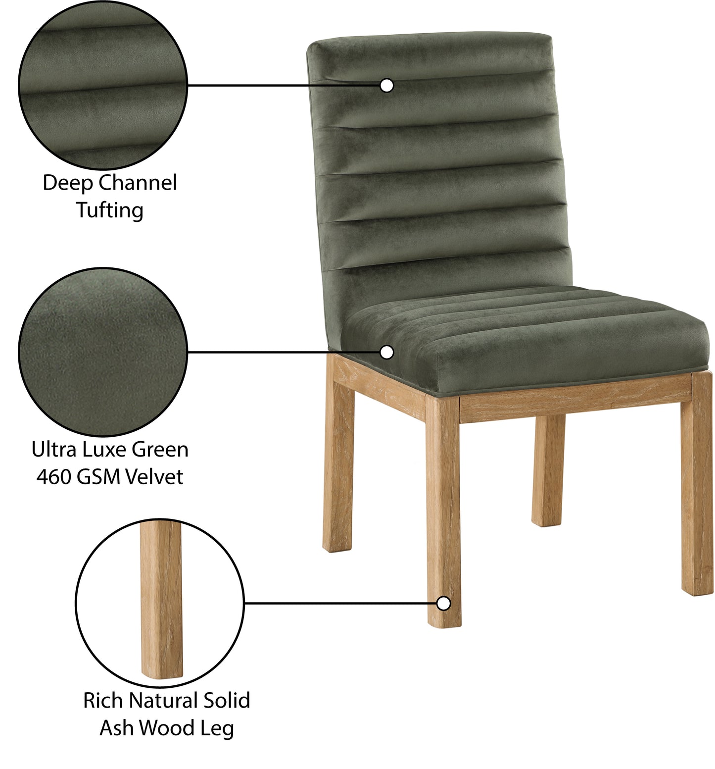 casablanca green velvet dining chair