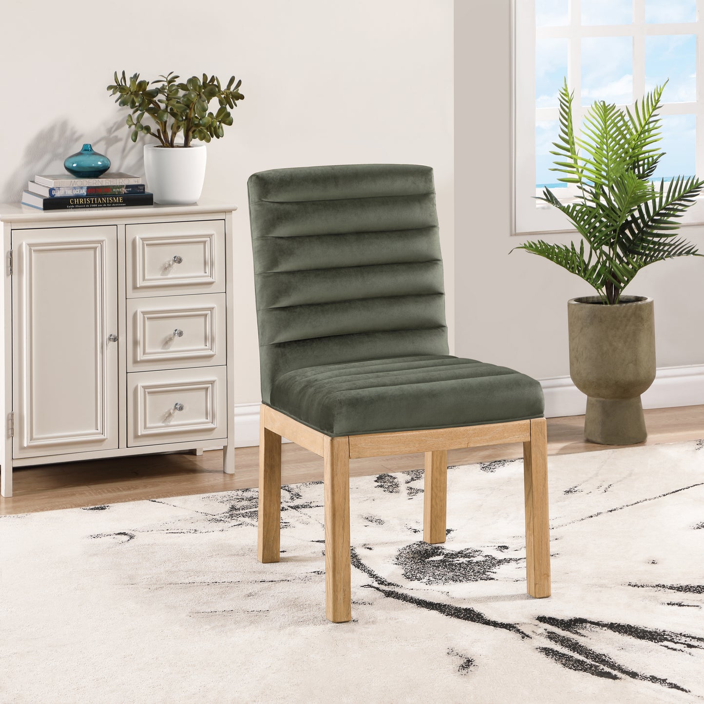 casablanca green velvet dining chair