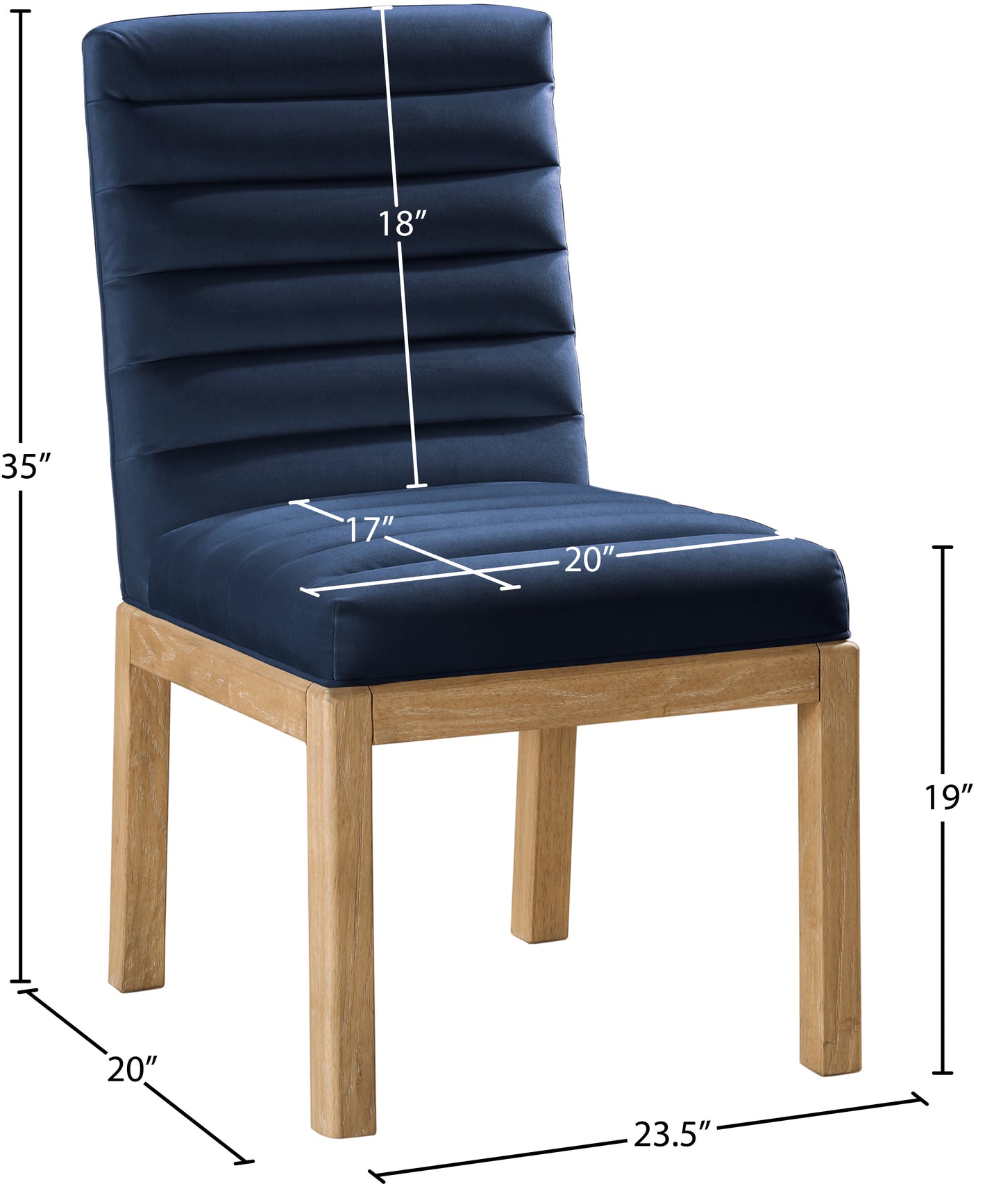 casablanca navy velvet dining chair