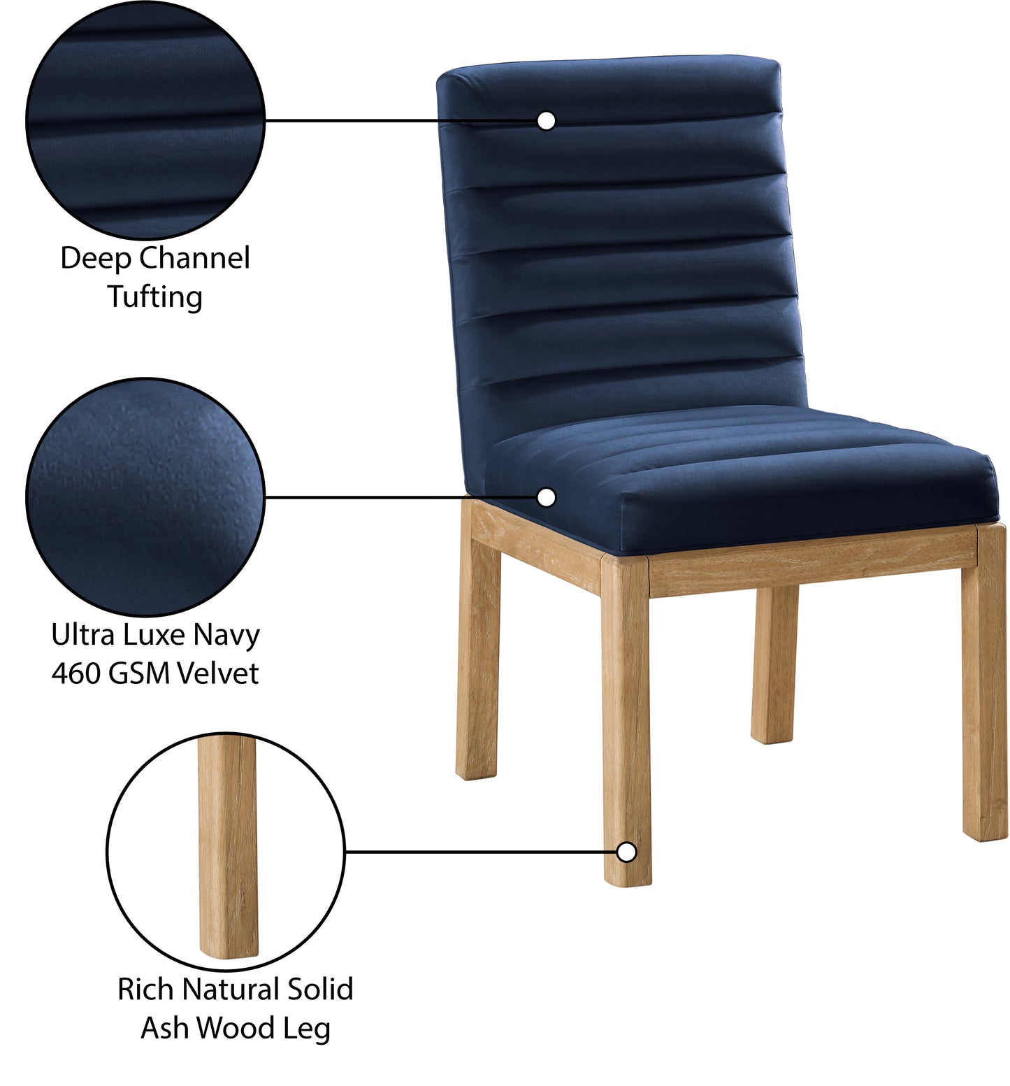 casablanca navy velvet dining chair