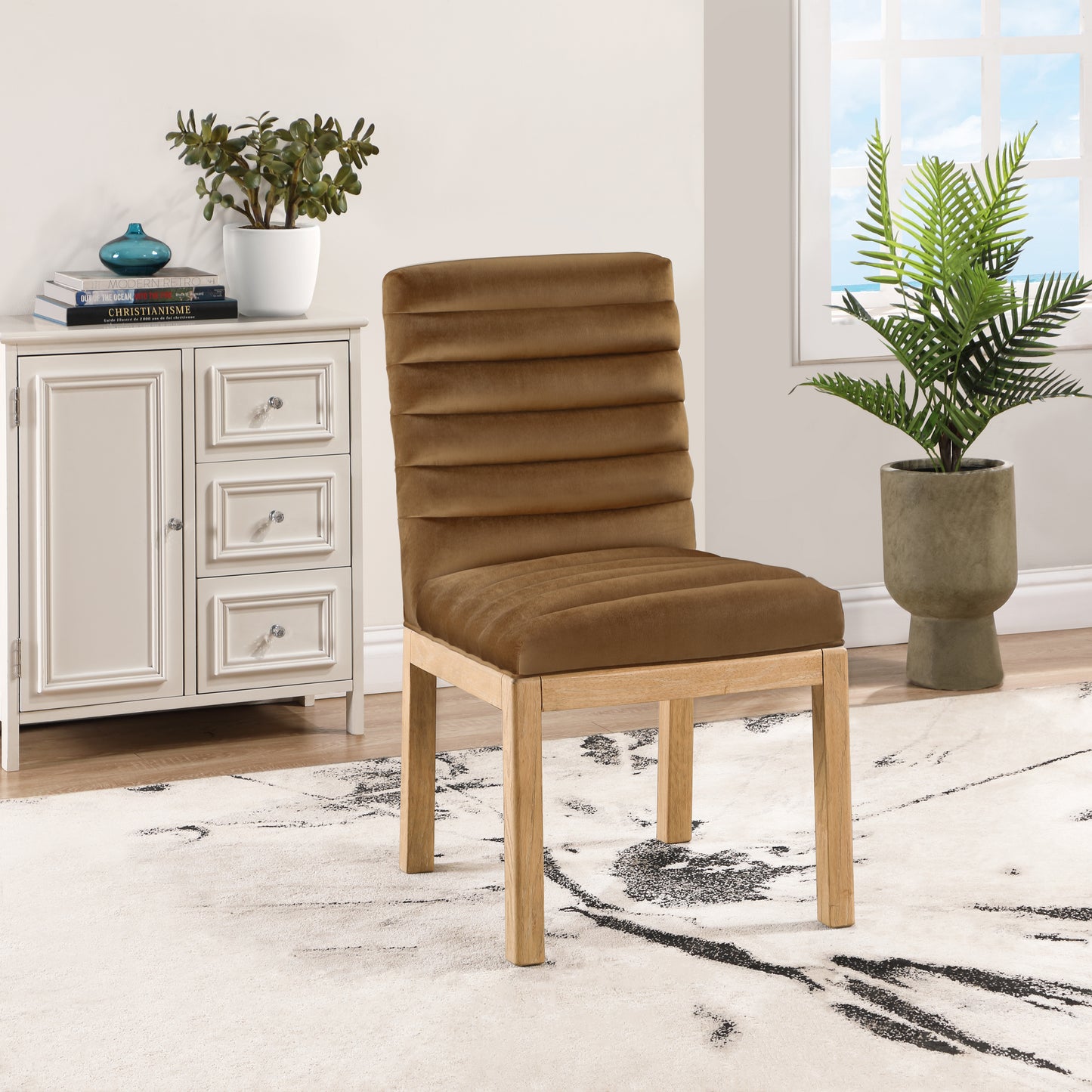 casablanca saddle velvet dining chair