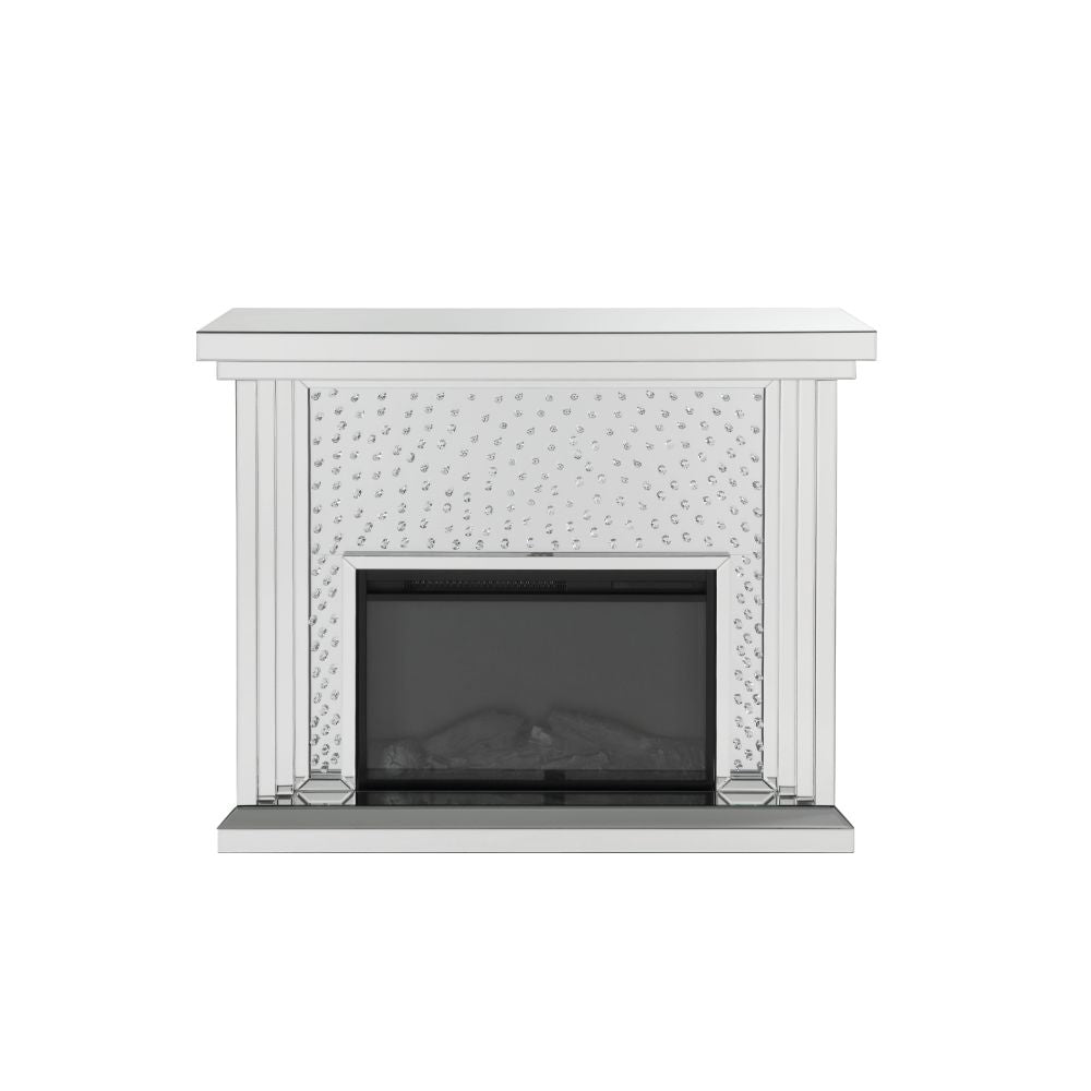 caius nysa fireplace, mirrored & faux crystals