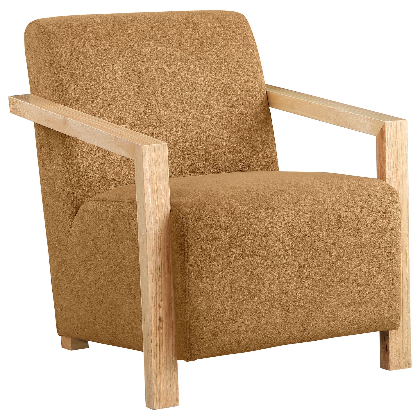 hertford upholstered accent arm chair with wood arms honeyhoney