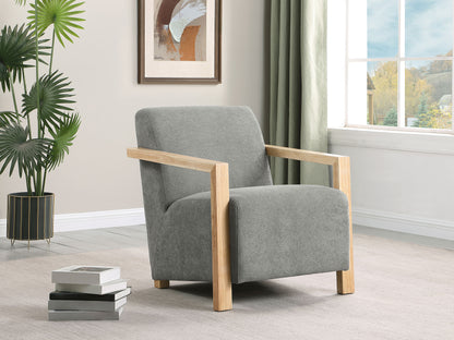 Hertford Upholstered Accent Arm Chair with Wood Arms GreyGrey