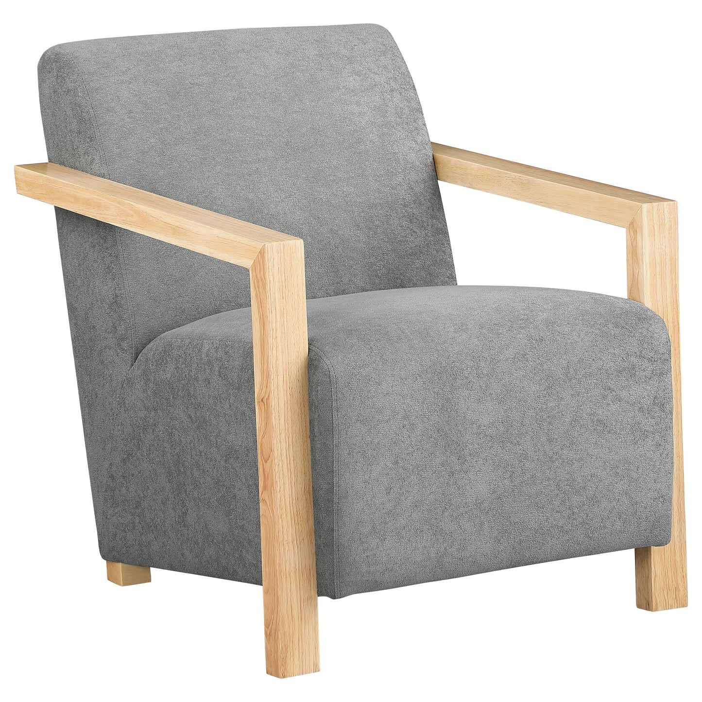hertford upholstered accent arm chair with wood arms greygrey