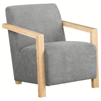 Hertford Upholstered Accent Arm Chair with Wood Arms GreyGrey
