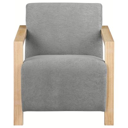 Hertford Upholstered Accent Arm Chair with Wood Arms GreyGrey