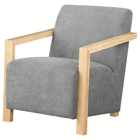 Hertford Upholstered Accent Arm Chair with Wood Arms GreyGrey
