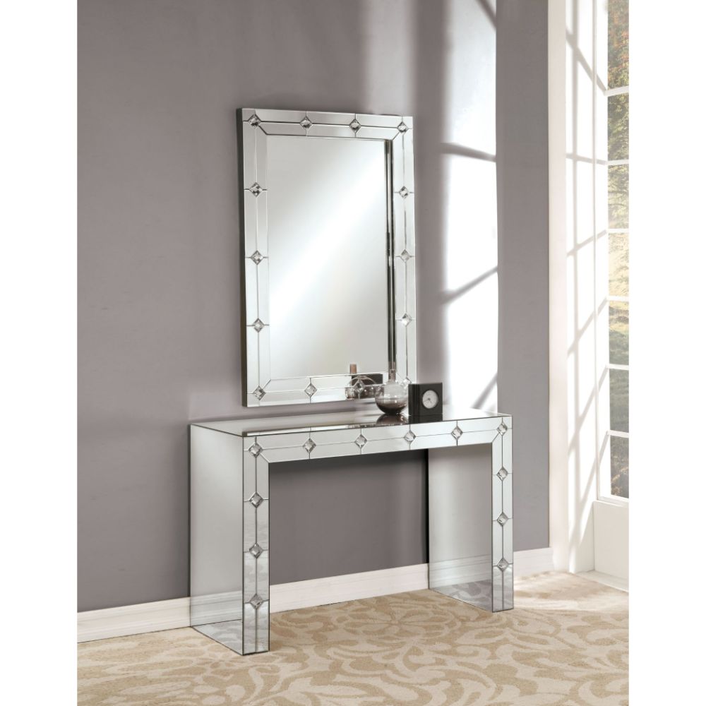 justino console table, mirrored & faux rhinestone