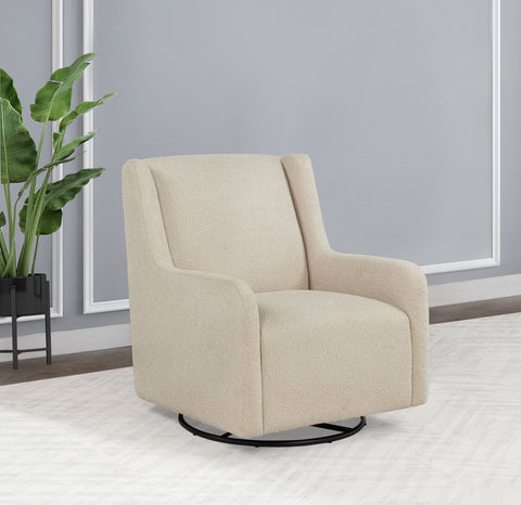 Tutuola Boucle Upholstered Swivel Glider Recliner Sandy Beige