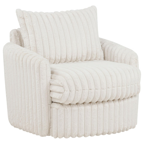 Tallis Corduroy Upholstered Swivel Accent Arm Chair Ivory