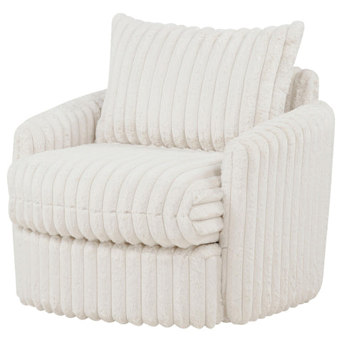 Tallis Corduroy Upholstered Swivel Accent Arm Chair Ivory