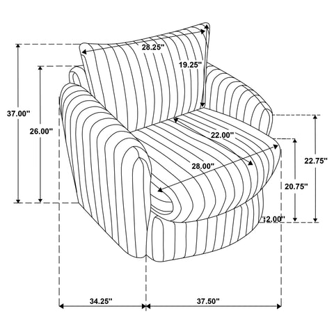 Tallis Corduroy Upholstered Swivel Accent Arm Chair Ivory