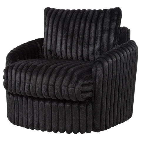 Tallis Corduroy Upholstered Swivel Accent Arm Chair Black