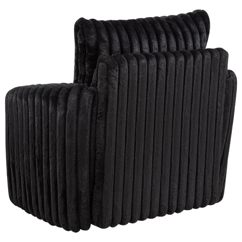 Tallis Corduroy Upholstered Swivel Accent Arm Chair Black