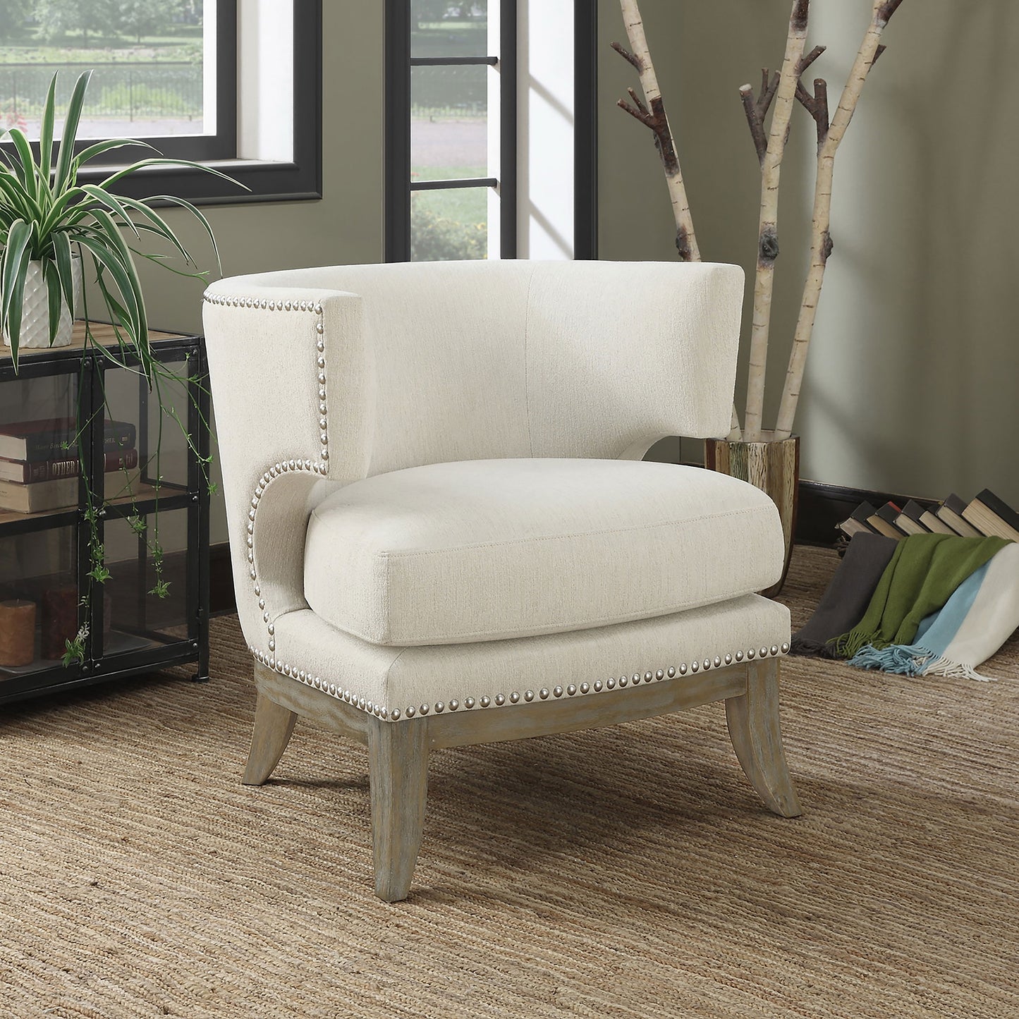 adger upholstered barrel back accent chair whitewhite