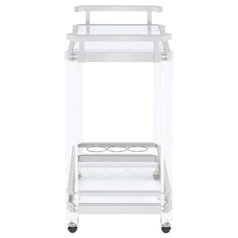 Rollins 2-tier Glass Shelf Acrylic Bar Cart ChromeClear