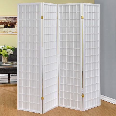 Belinda 4-Panel Room Divider Folding Shoji Screen WhiteWhite
