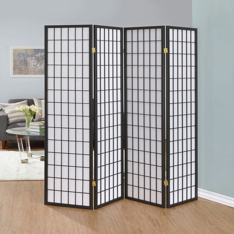 Belinda 4-Panel Room Divider Folding Shoji Screen Dark GreyDark Grey