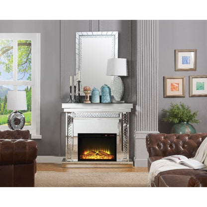 Caius Nysa Fireplace, Mirrored & Faux Crystals