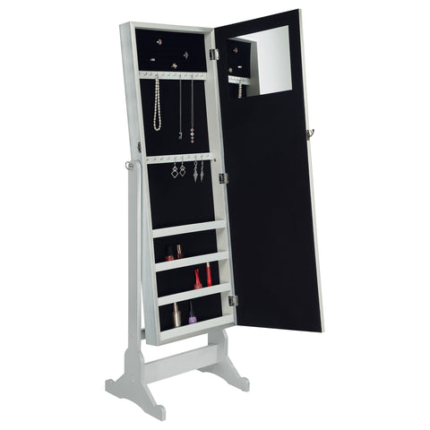 Flanary Cheval Mirror with Jewelry Storage SilverSilver