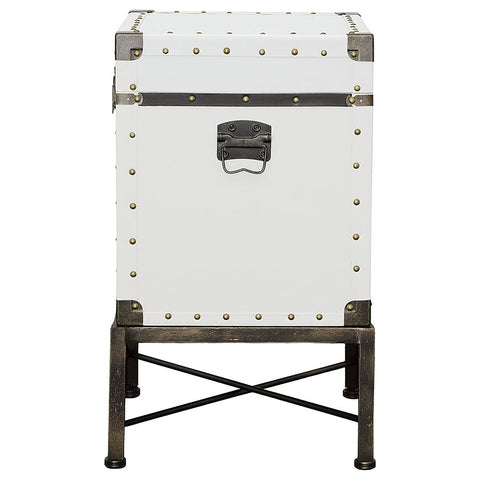 Sherman Upholstered Vintage Side Table Storage Trunk WhiteWhite