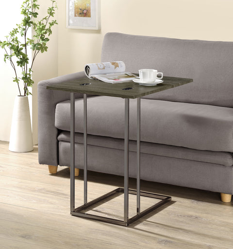 Emelle Expandable C-Shaped Sofa Side Table Weathered GreyWeathered Grey
