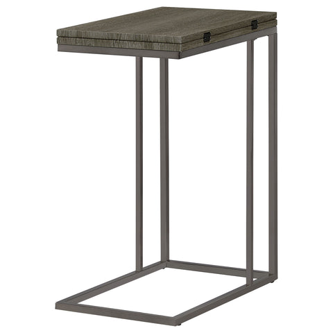 Emelle Expandable C-Shaped Sofa Side Table Weathered GreyWeathered Grey