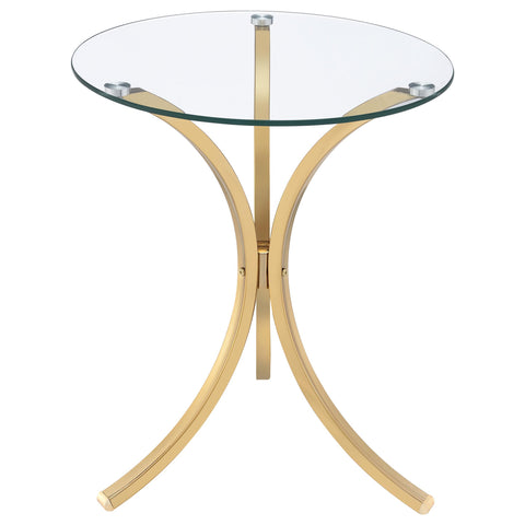 Chadwick Round Glass Top Curved Metal Side Table Gold