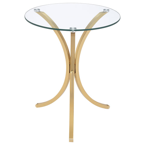 Chadwick Round Glass Top Curved Metal Side Table Gold