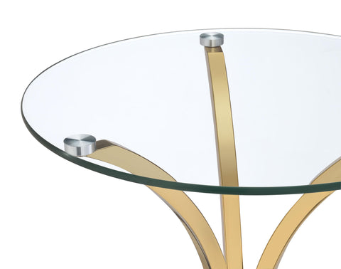 Chadwick Round Glass Top Curved Metal Side Table Gold