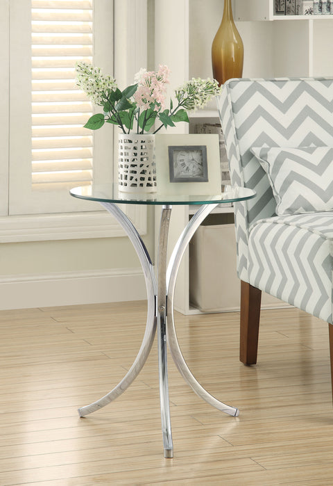 Wilson Round Glass Top Accent Side Table ChromeChrome