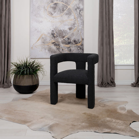 Yvonne Boucle Upholstered Accent Side Chair BlackBlack